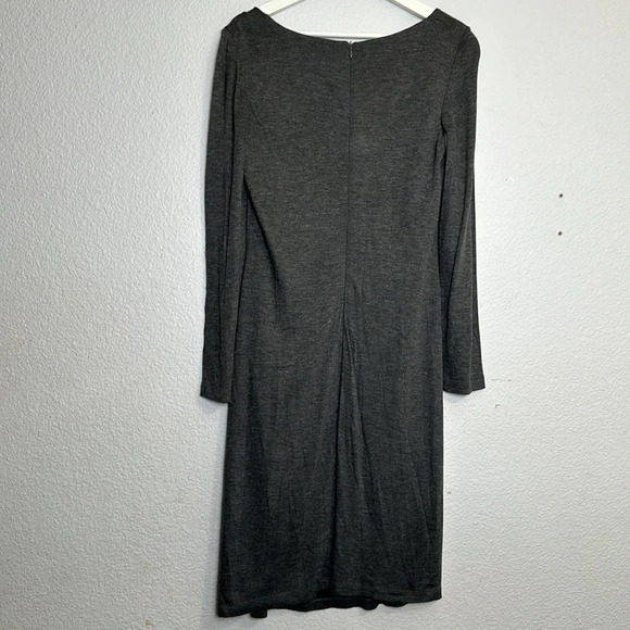 David Meister Grey Viscose Asymmetrical Neckline Long Sleeve Dress Size 12 - Picture 5 of 14